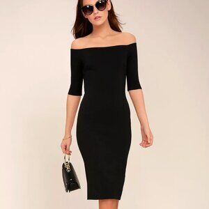 Lulus -  Off-the-Shoulder Black Midi Dress / S